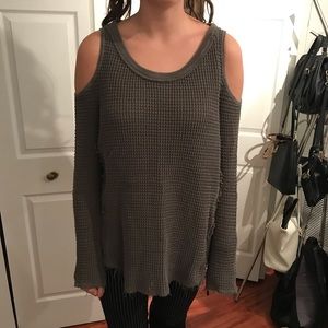 Free People Open Sleeve Green Sweater